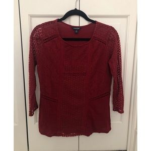 Lucky Brand | Maroon Patterned 3/4 Shirt | Size XS